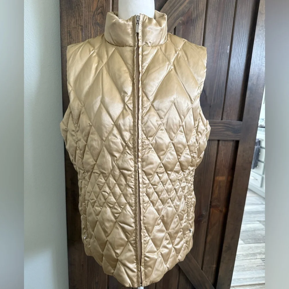 Lands' End Gold Quilted Goose Down Vest - Picture 3 of 10